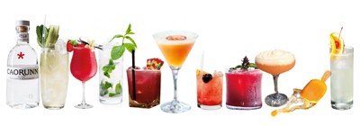 A row of different cocktails